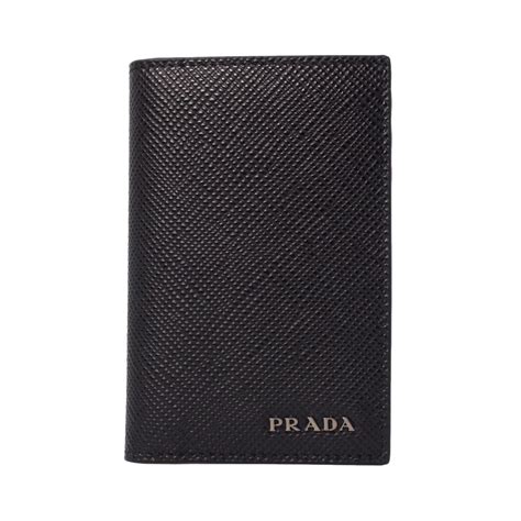 prada 2mc101|Black Saffiano leather card holder .